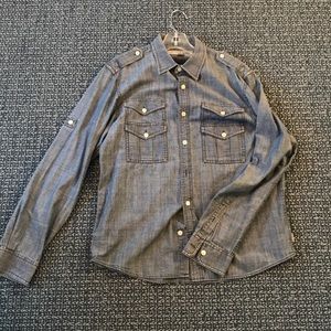 Blue denim long sleeved shirt